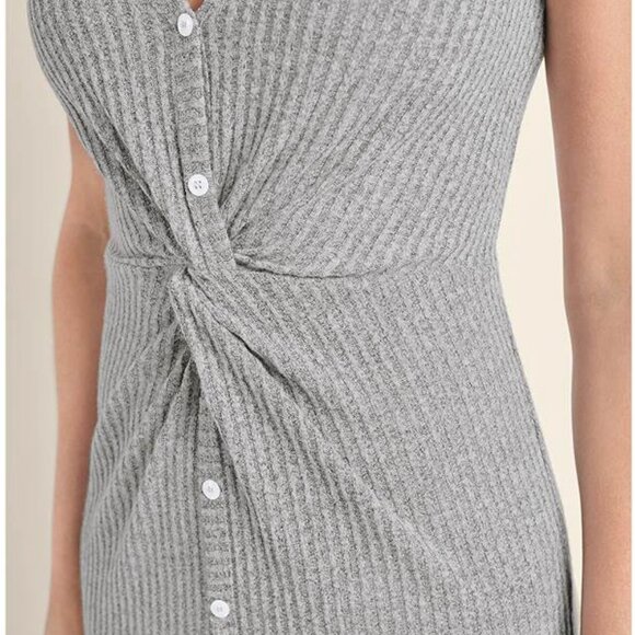 VENUS- Brushed Rib Knot Lounge Dress - Picture 3 of 5